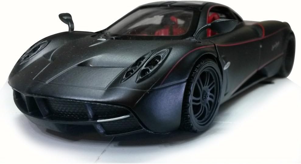 Kinsmart Pagani Huayra w/ Upward-Opening Doors, Matte Black - Motor Max 79502 - 1/24 Scale Diecast Model Toy Car