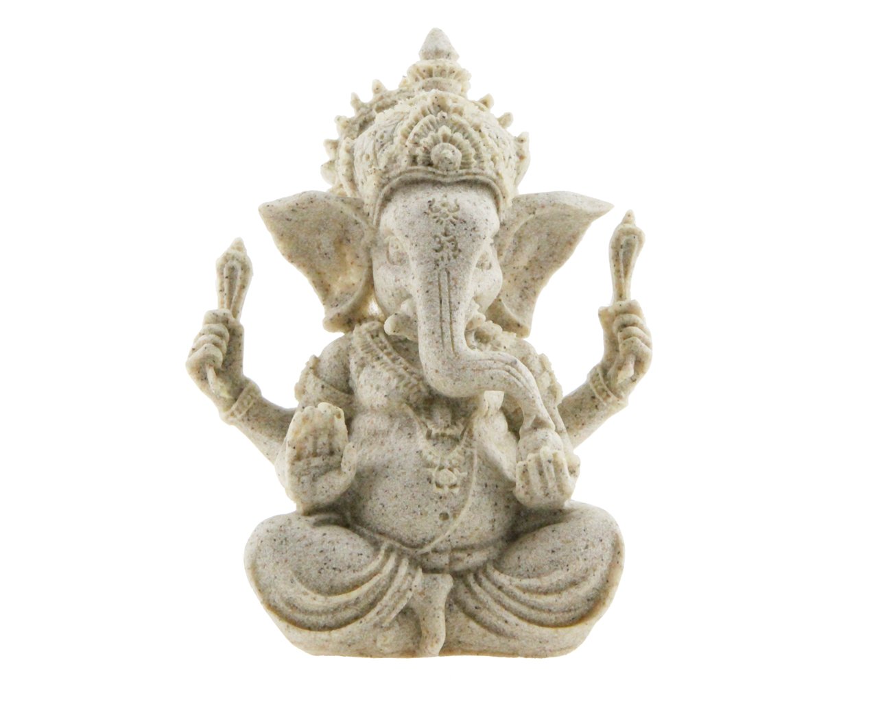 Winterworm Handmade Ganesha Elephant Gold Statue Sandstone Sculpture Buddha Figurine Decoration