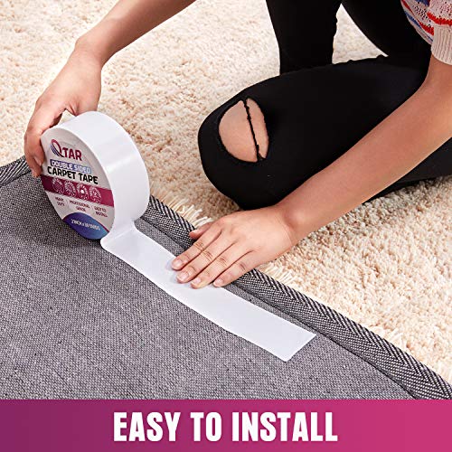 Removable Double Sided Carpet Tape, Heavy Duty Sticky tape, 2 Inch X 15 Yards, Rug Tape Anti