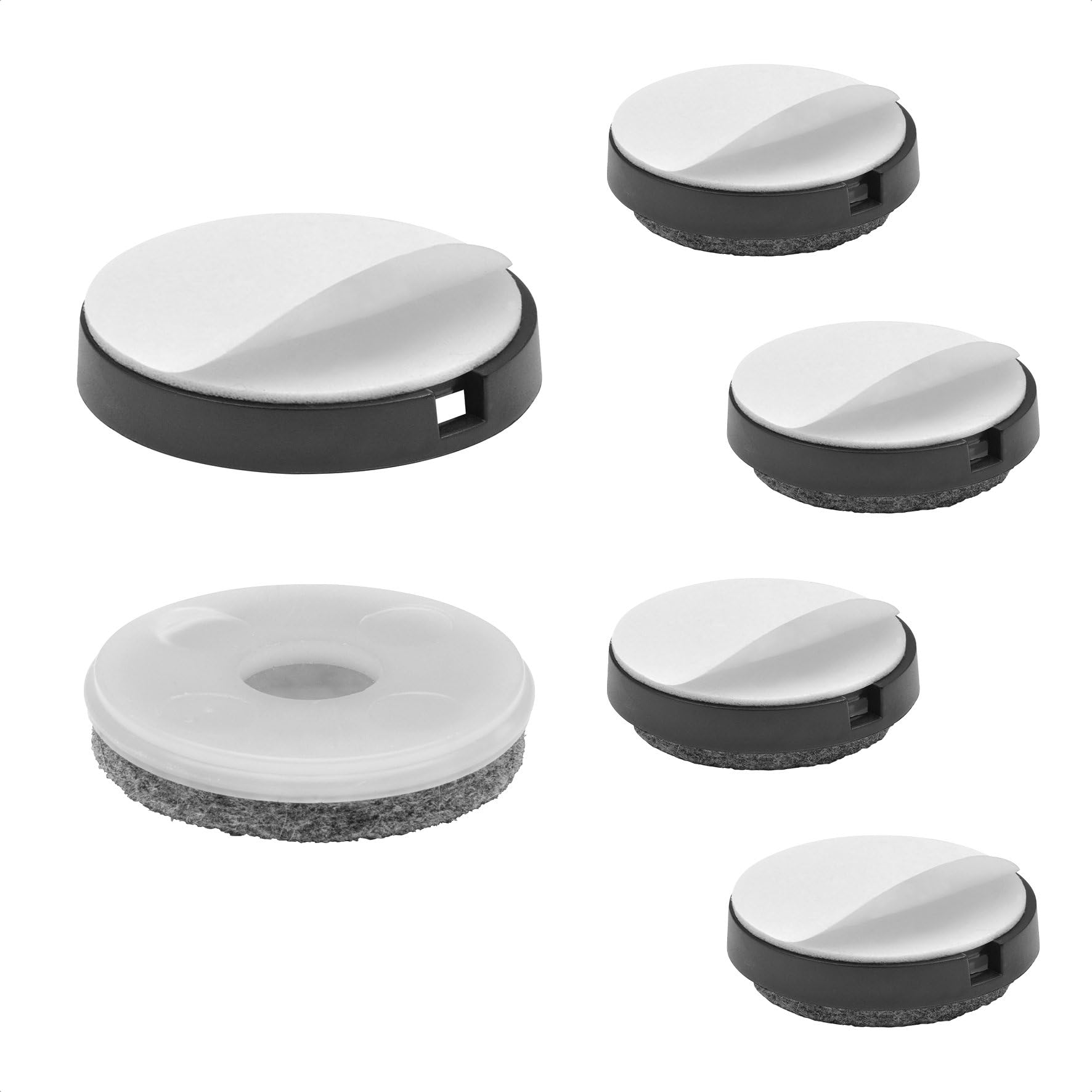 WAGNER QuickClick® Felt glides furniture glides chair glides I 4pcs. set for gluing I 4x base+adhesive pad+interchangeable glide insert - wool felt ULTRASOFT - Ø 40 mm - Made in Germany - 15830500