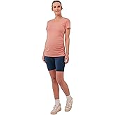Pact Organic Cotton V-Neck Ruched Maternity Tee Shirts, Soft Pregnancy Top with Stretch