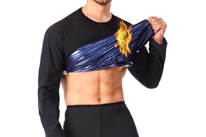 NANO HERTZ Sauna Sweat Suit Weight Loss Shapewear Boxing Top Shirt Waist Vest Trainer Workout Shaper Sweatsuit Long Sleeves Men