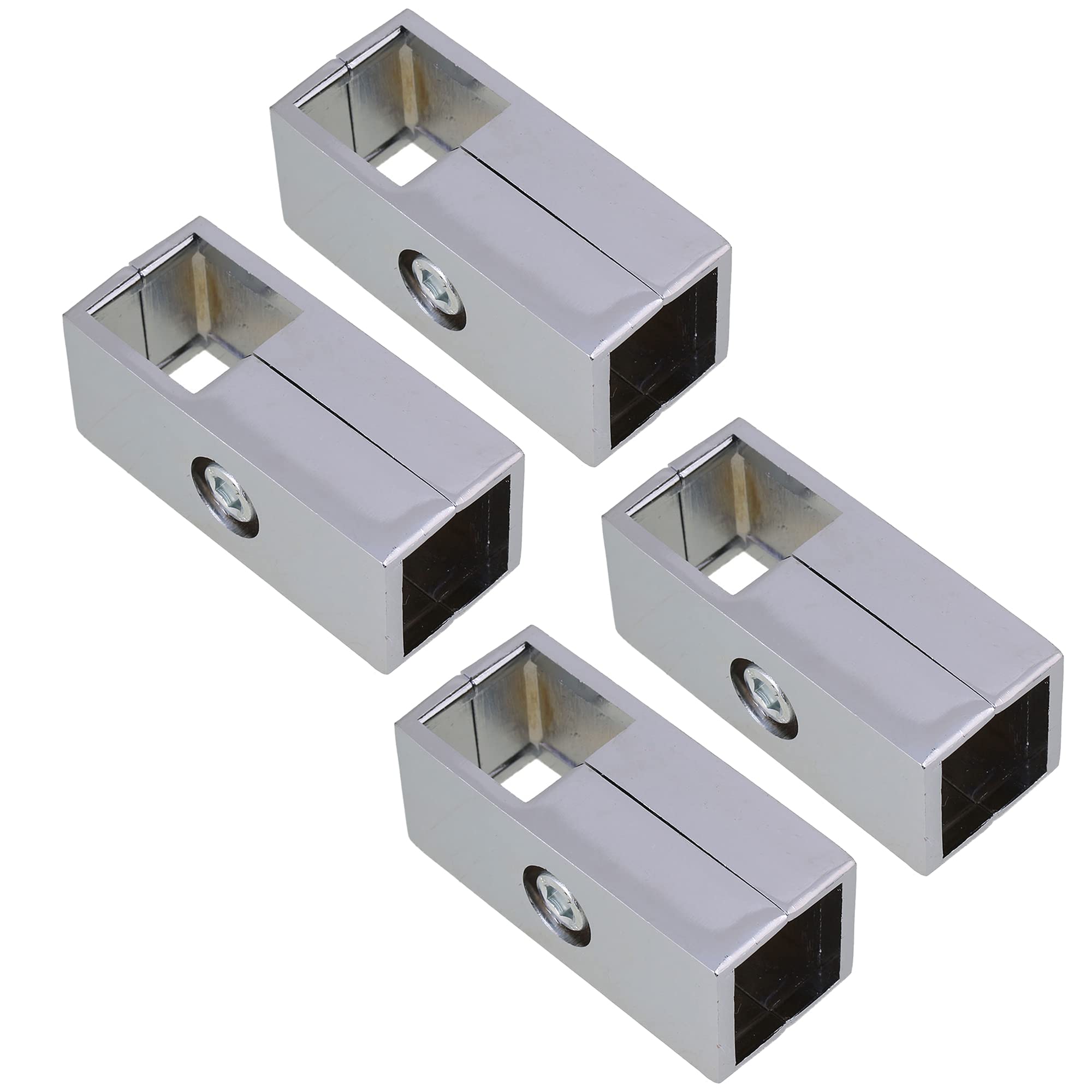 Yibuy Silver Square Tube Connector 2 Way Clamp Rack Fitting for 2.5cm Pipe Pack of 4