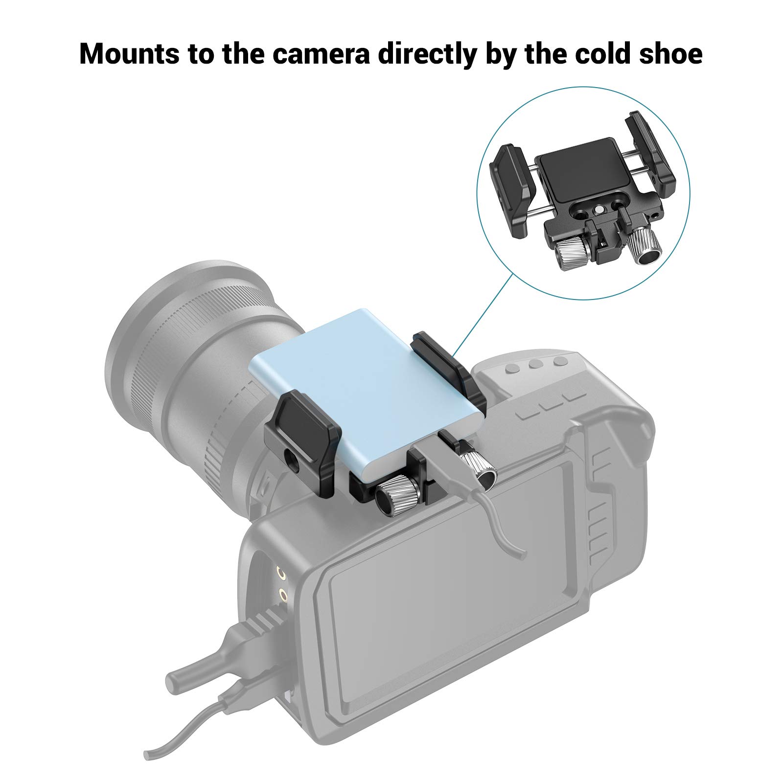 SMALLRIG SSD Mount Bracket SSD Holder for Samsung T5, for SanDisk, Compatible with Cage for BMPCC 4K & 6K, for Z Cam E2 & for Sigma fp, for iPhone 15 Pro Max Phone Cage