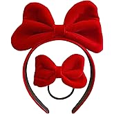 JazSwirl Snow White Headband, Red Bow Headband with Bow Tie