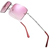 The Fresh Minimalist Small Rectangular Sunglasses Clear Eyewear Spring Hinge - Gift Box Package (306-Silver, Pink, 57)