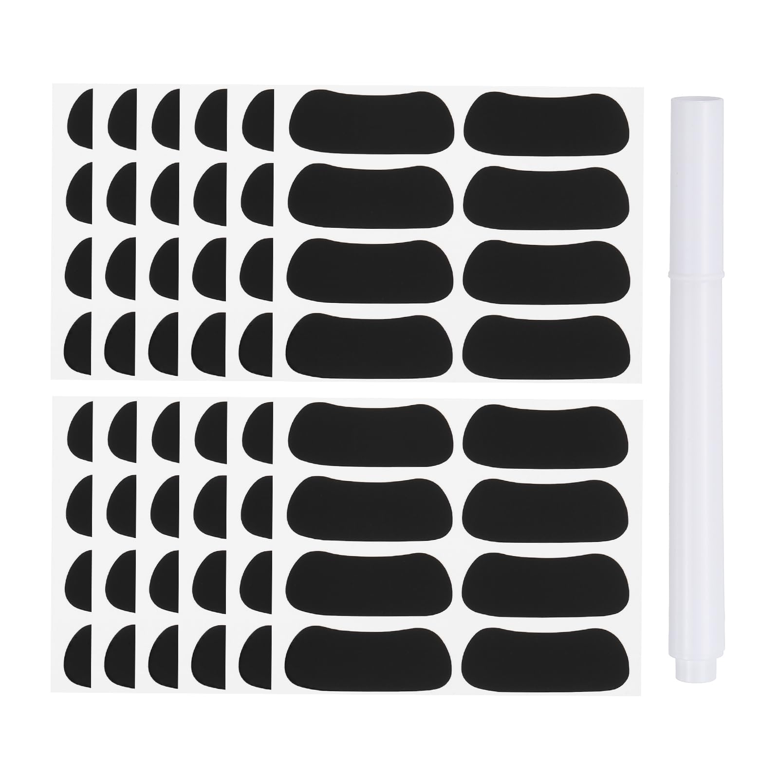 PATIKIL 48 Pairs Sports Eye Black Stickers, Under Eye Black Strips Football Face Stickers Breathable Eyeblack Sticker with 1 Pcs White Pencil for Baseball Fans on Game Day, Black