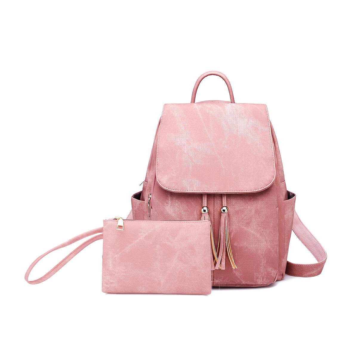 NICOLE & DORIS Fashion Women Backpack Ladies Canvas Rucksack Casual Daypack Girls School Backpack Large Capacity Backpack with Purse Pink