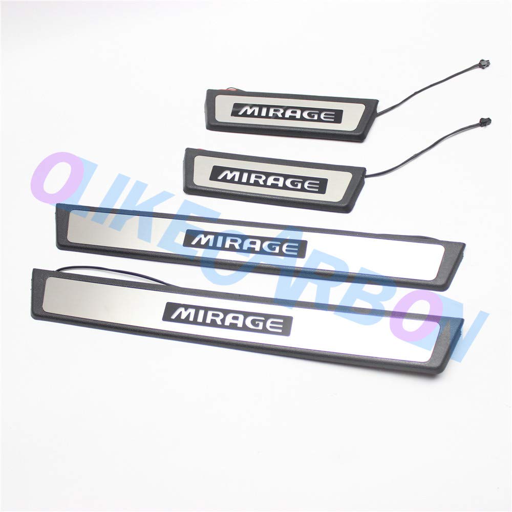 OLIKE for Mitsubishi Mirage 2012-2019 ABS+Stainless Steel Fashion Style Door Sill Scuff Plate Guard 