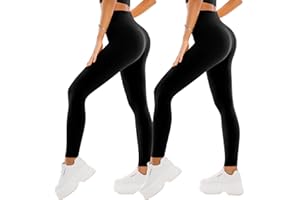 SINOPHANT High Waisted Leggings for Women - 2 Packs Buttery Soft Yoga Pants for Workout Athletic