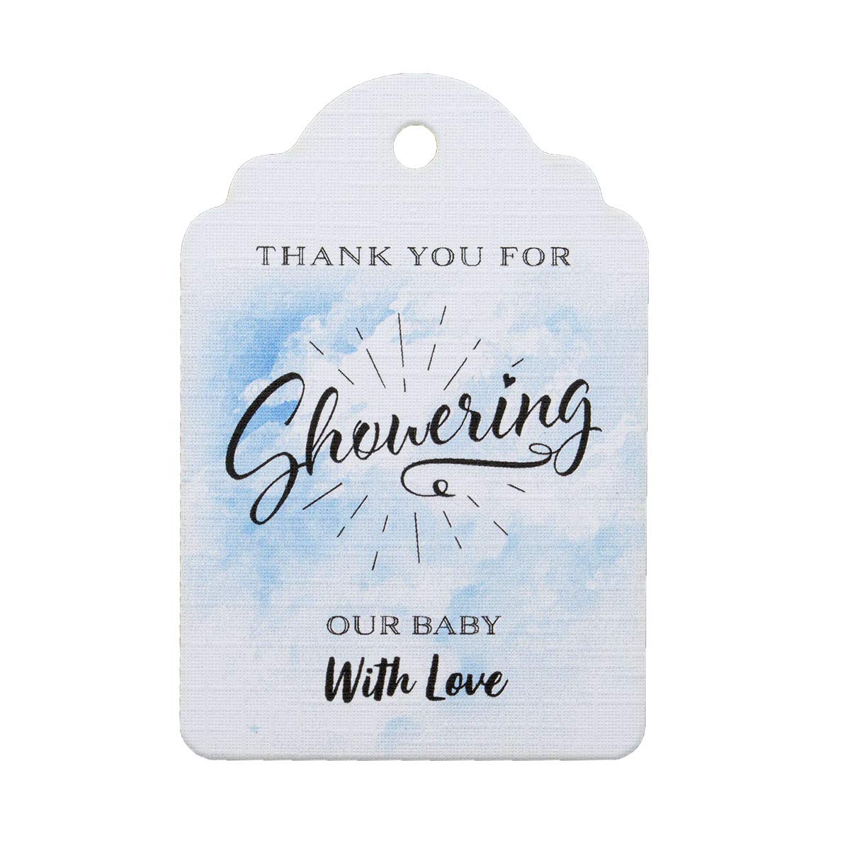 Summer-Ray 50pcs Water Colour Thank You for Showering Our Baby with Love Baby Shower Favour Tags (Blue)