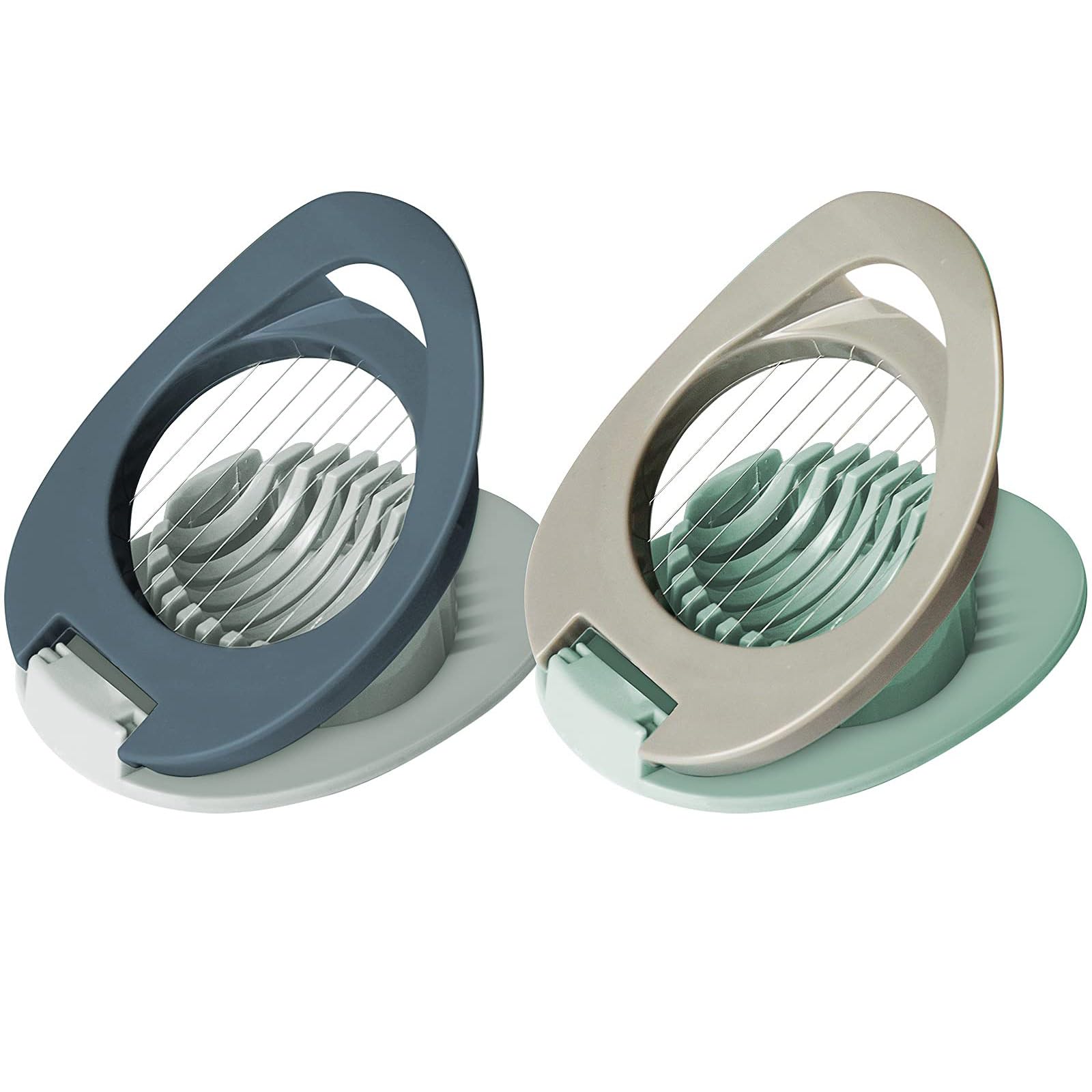 2 Pack Egg Slicer with Stainless Steel Wire Egg Slicer, Multifunctional Egg Cutter for Evenly Slicing Boiled Eggs Ham Banana and Strawberry