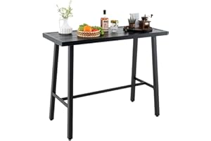 COSTWAY 36" Outdoor Bar Table, Rectangular High Pub Table with Adjustable Foot Pads, Patio Counter Height Dining Table for Ba
