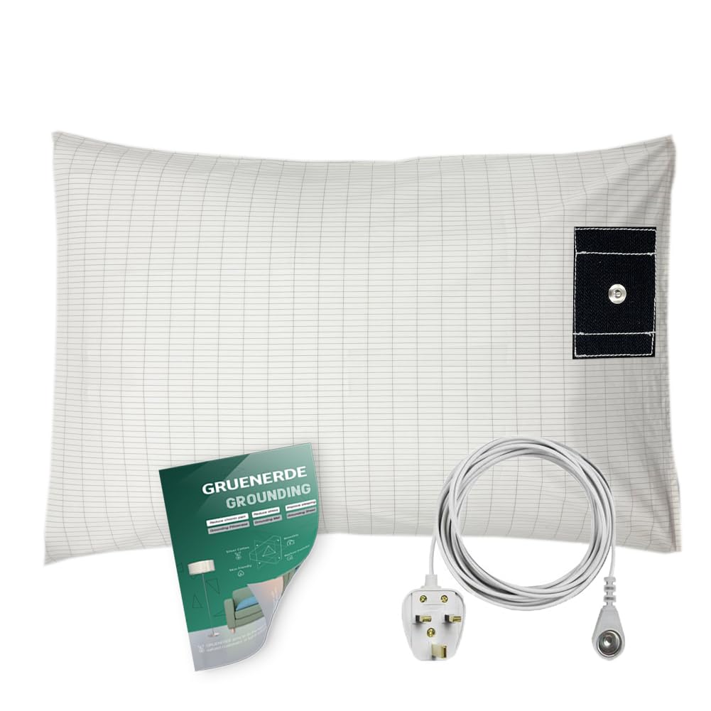 Grounding Pillowcase Conductive Earthing Pillowcase Queen with 15ft Grounding Cord Improve Sleep Reduce Pain Increase Energy (20X30in)