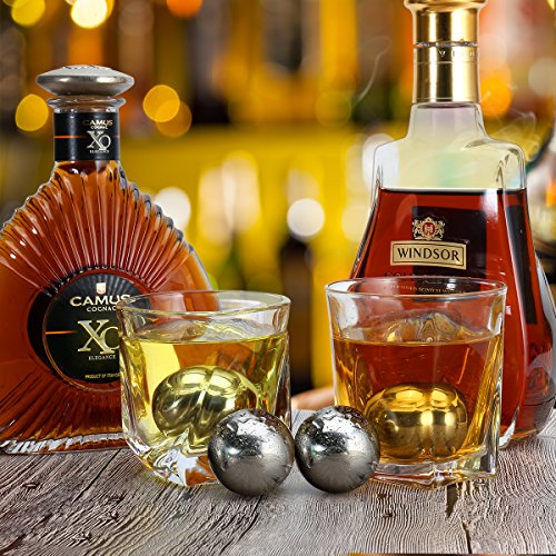 image for Unique Solution Reusable Stainless Steel Globe Ice Cubes -Set of 4 Big