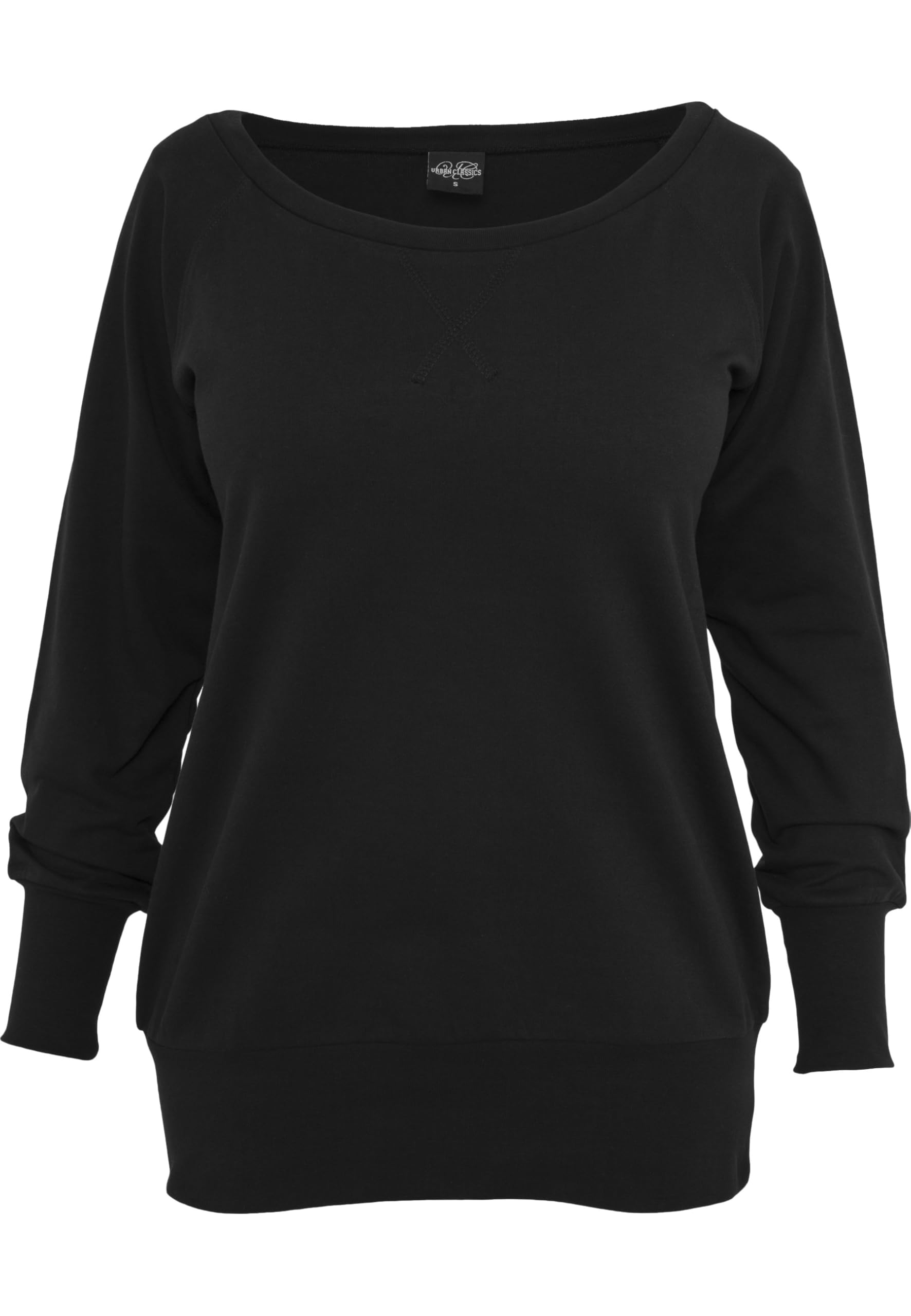 Urban Classics TB607 Women's Wideneck Crew Neck Sweatshirt, Black, XS