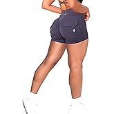 Danysu Women Pocket Shorts Cross High Waist Scrunch Butt Booty Workout Lifting Athletic Gym Bottoms