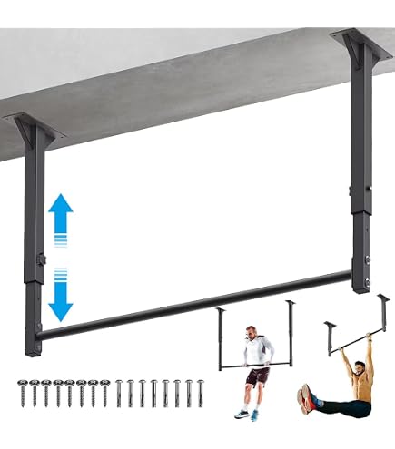 HWOOUSA 48" Heavy Duty Pull Up Bar - Ceiling Mounted For Garage Gym, 600lb Capacity