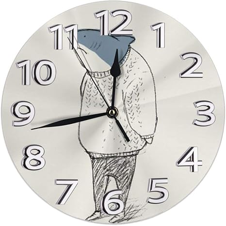 Amazon Co Jp Men Shark 壁掛け時計壁掛け インテリア リビング 子供 おしゃれ 掛け時計 デジタル 無音 電池式 静か ホーム キッチン