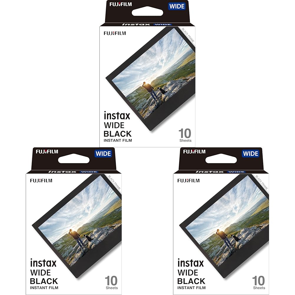 instax WIDE instant film Black border, 10 shot pack, suitable for all instax WIDE cameras and printers (Pack of 3)