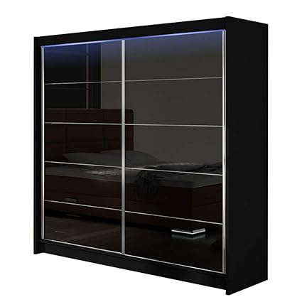 Modernes Kleiderschrank Falco I, Schlafzimmerschrank, Schiebetürenschrank, Hochglanz, Garderobe, Schlafzimmer, Schwebetürensc