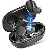 DuoTen IPX7 Waterproof Wireless Earbuds, Bluetooth 5.0 Wireless Earphones, Mini Portable with Mic LCD Digital Display Chargin
