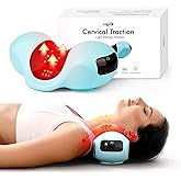 Red Light Therapy Neck Traction Pillow, Neck Stretcher for Neck Pain Relief, Cervical Traction Device for Tension Headache and Neck Hump Corrector Light Blue