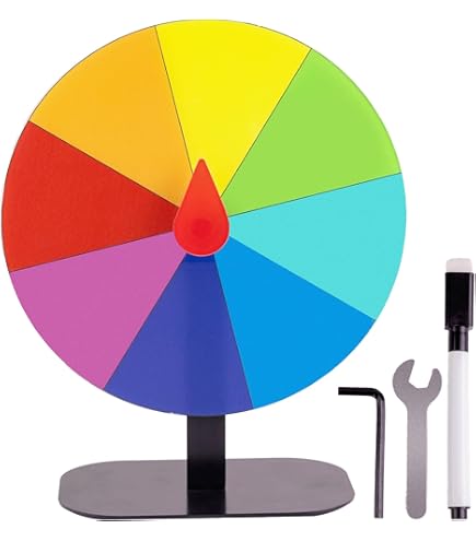 6 Inch Prize Wheel Spinner For Parties & Events | Tabletop Roulette Wheel With Dry Erase Marker | Carnival, Birthday, Trade Show Game
