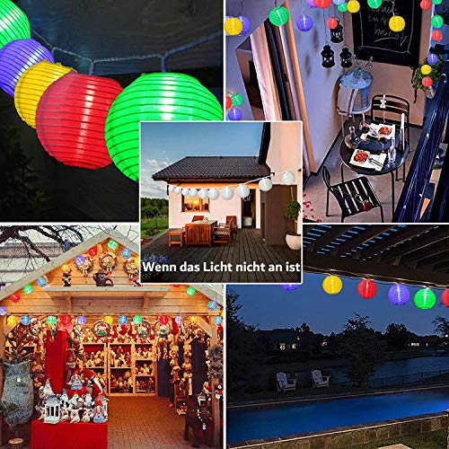 10M Solar Lampions Lichterkette Außen mit Fernbedienung, 40er LED Lampion Lichterkette Warmweiß & Mehrfarbig, Laterne… – Bild 3