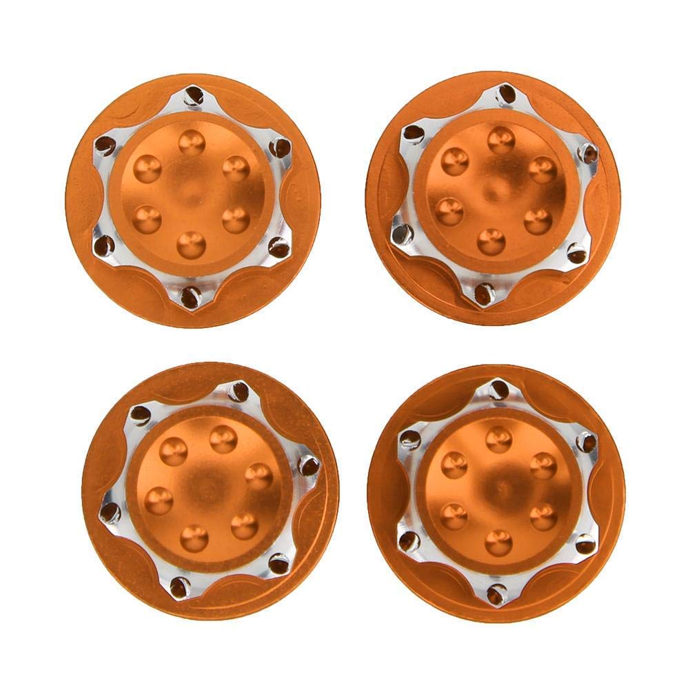 Vbest life Pack of 4pcs 17mm Wheel Hub Nut, Aluminium Alloy Anti-Dust Cover Nut Wheel Accessory Replacement Fit for 1/8 RC Car Model(orange)