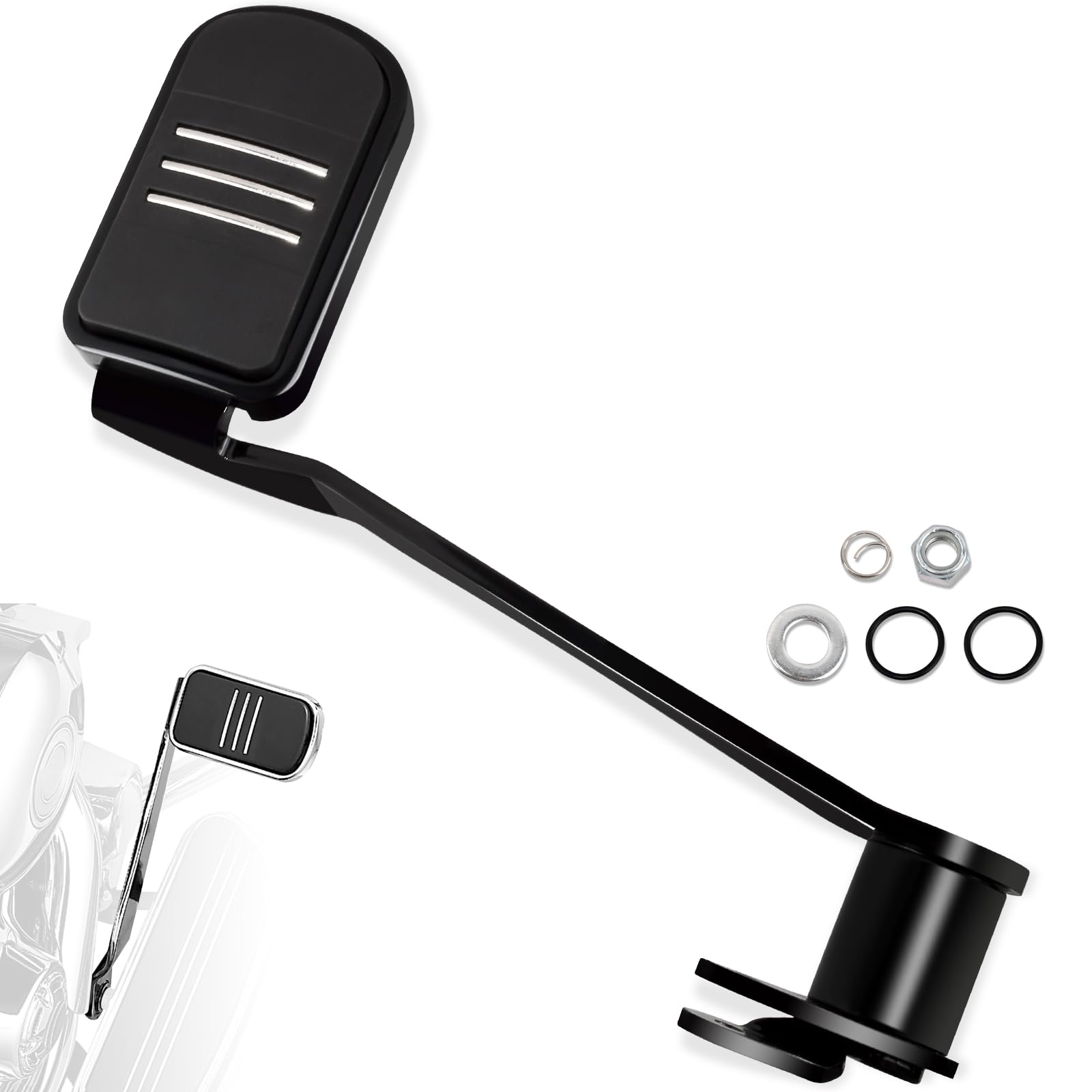 Photo 1 of WOWTK Rear Brake Lever w/Brake pedal pads for Harley 2014-2025 Touring and Trike,for CVO Road Glide Road King Electra Glide Road King Street Glide,Black