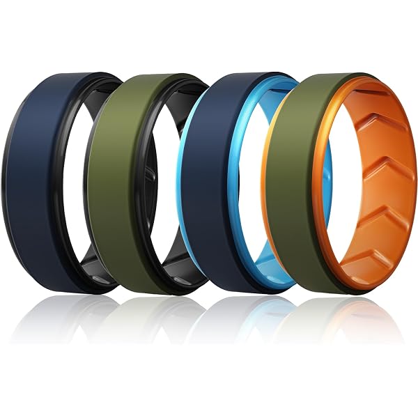 ROQ Silicone Wedding Rings For Men - Comfort Fit Breathable Bands, Multi-Pack In Various Colors, Size 7 - View #11