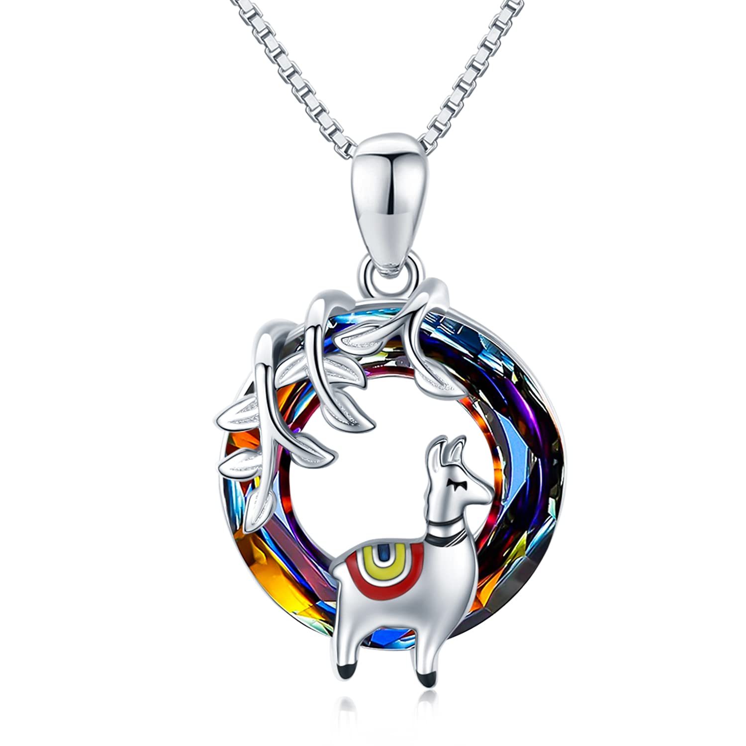 CHENGHONG Llama Necklace for Women 925 Sterling Silver Alpaca Pendant with Crystal Necklace Cute Animal Alpaca Jewellery Birthday Llama Gifts for Girls Women Mom Friends
