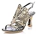 Honeystore Women's Rhinestone Peacock Handmade Wedding Sandals Black 10 B(M) US