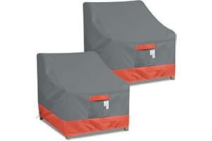 Simpelg Outdoor Chair Covers, Patio Furniture Covers Waterproof, 600D Heavy Duty Oxford Chair Covers for Outdoor Furniture, Lawn Outdoor Covers (2 Pack-Windsor Red/Grey-HIGH-Small)