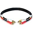 Monoprice Video Cable - 1.5 Feet - Black | Triple RCA Stereo Video Dubbing Composite Cable, Gold Plated Connectors