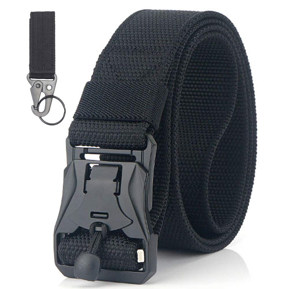 MUMUGO Men Tactical Belt Military Style with Us Belt Heavy Duty Nylon Belt for Hunting Training Army Running (C-Black)