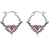 JERWLI Bat Earrings 925 Sterling liver Halloween Goth Hoop Earrings Bat Gothic Jewelry Gifts for Women