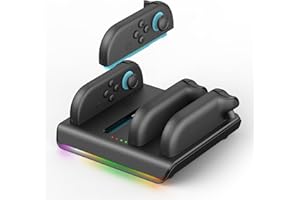MARSDOCK Charging Dock for 2025 Nintendo Switch 2 Joycon Controllers - 4 in 1 Fast Magnetic Charger Station with RGB Lights & 2FT Charging Cable Compatible with Switch Joy con 2