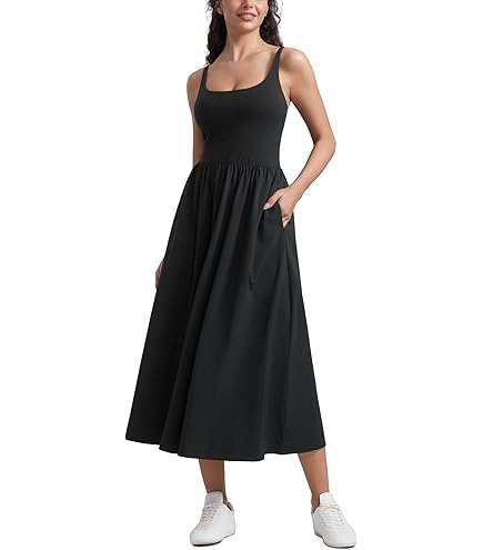 AUMORA Womens Summer Casual Flowy Maxi Dress Apricot