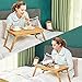 Songmics Laptop Desk Table with USB Fan Bamboo Wood Breakfast Serving Bed Tray Adjustable Tilting Top Drawer ULLD003