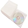 Baocool 100 Pack Premium CD DVD Sleeves,Thick Non-Woven Material Double-Sided Refill Plastic Sleeve for CD and DVD Storage Binders Disc Case (White)