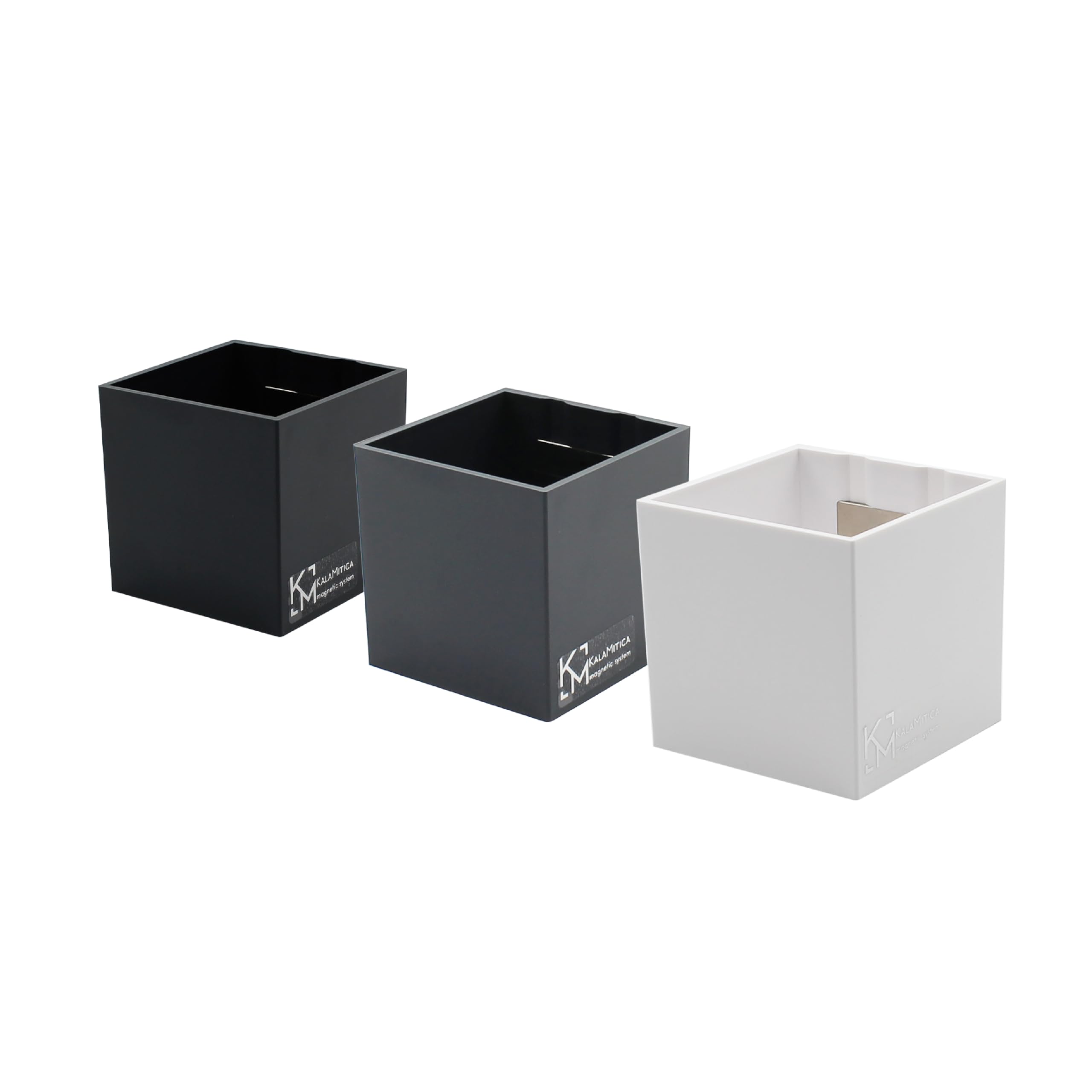 KalaMitica - Set of 3 Magnetic Cubes 6.5 cm - White, Gunmetal, Black - Wall Storage Boxes or Plant Pot Holders with Powerful Magnet for Magnetic Boards — image 1
