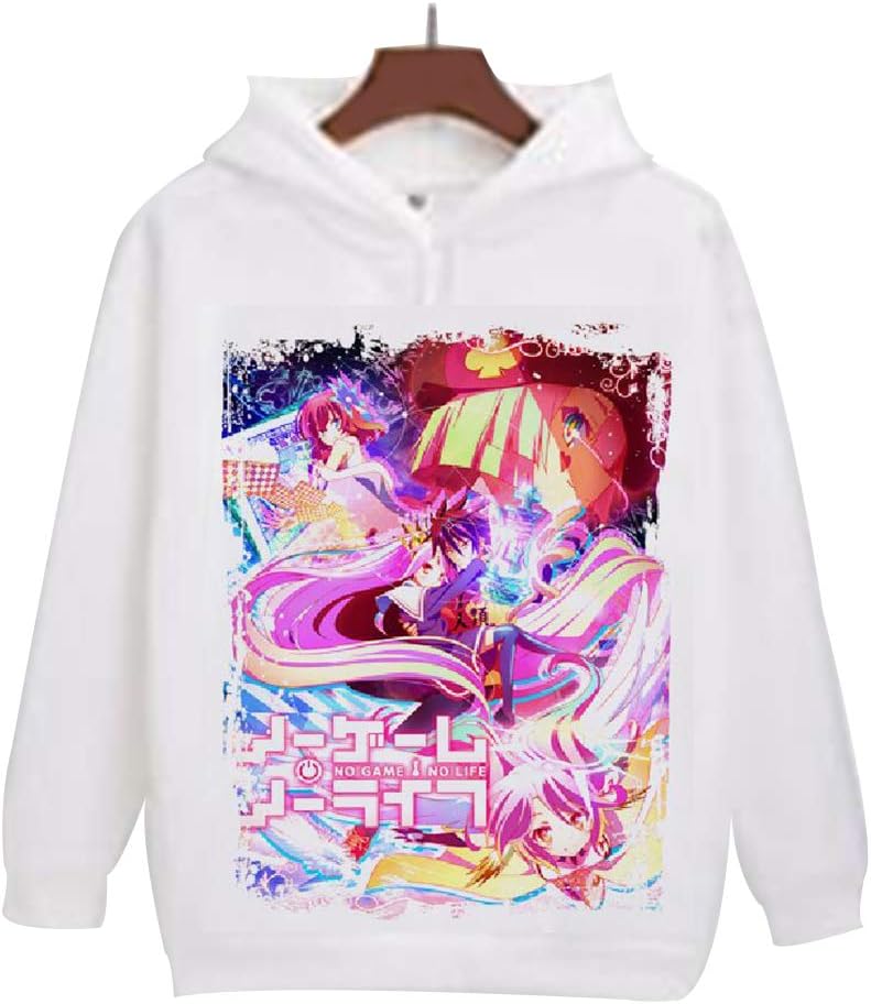 QIAOTT No Game No Life Anime Pullover,3D Print Fleece Cosplay Hoodies Sweatshirt for Anime Fans
