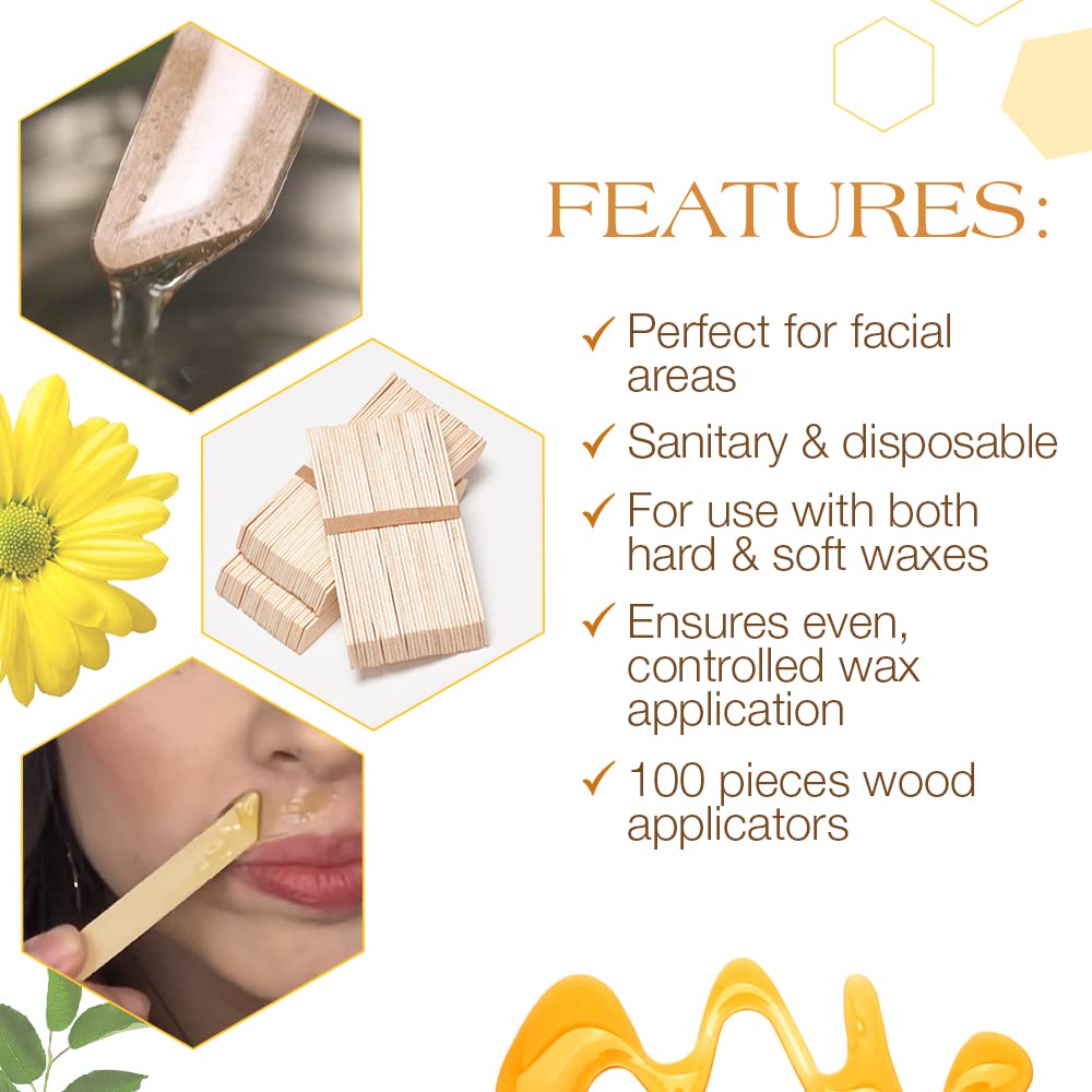 GiGi Accu Edge Wax Sticks for Hair Removal – Small, Wax Applicator Sticks, Wooden Waxing Stick for Upper Lip & Eyebrows, 100 ct