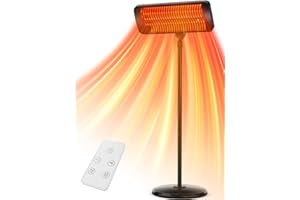 BALKO Outdoor Heater, 12H Timer & 3 Heat Levels, IP54 Waterproof Garage Heater, 1500W Infrared Heating Covers 300Sq.ft, Tip-Over Protection,Towel Bracket,Remote, 83 Inch Patio Heaters for Outdoor Use