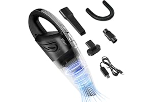 HILUCE Car Vacuum, Handheld Cordless Portable 9000Pa for Wet and Dry, USB Rechargeable Lightweight Mini Vacuum, Car Accessories Kit of Car Interior for Car/Stairs/Pet Hair(Black Silver)