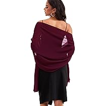 Baoqiya Capelet Doux En Mousseline De Soie Pour Femme, Châles Et écharpes Pour Robes De Soirée, Cape Pour Demoiselles D'honneur, Mariage, Bordeaux, Taille Unique