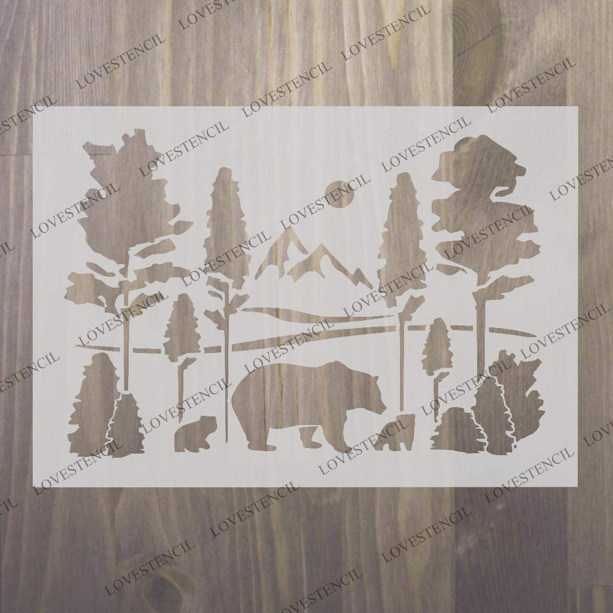 Bears In Forest Scene Landscape Stencil Choose Size And Thickness Up To A4 Small Amazon Co Uk Handmade