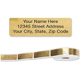 Colorful Images Gold Metallic Foil Rolled Return Address Mailing Labels with Dispenser, Customize with Name &amp; Shipping Address, 500 Self Adhesive, Easy Peel Sticker Label Roll, 3/4" x 2 1/2"